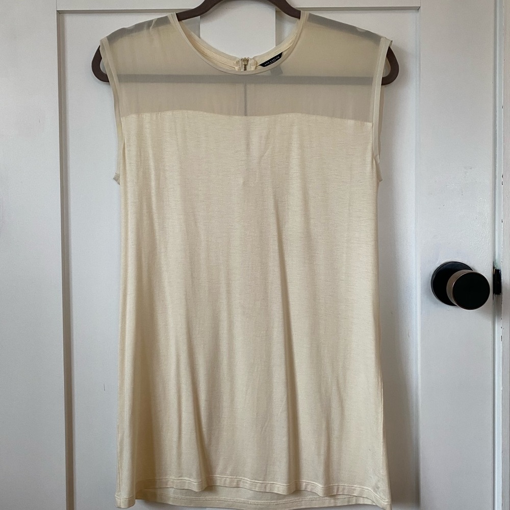 Ivory sleeveless blouse, Ann Taylor, medium